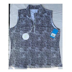 NWT! GG Blue brand / Sleeveless 3/4 Zip top / B+W Print / XL / Ships Fast